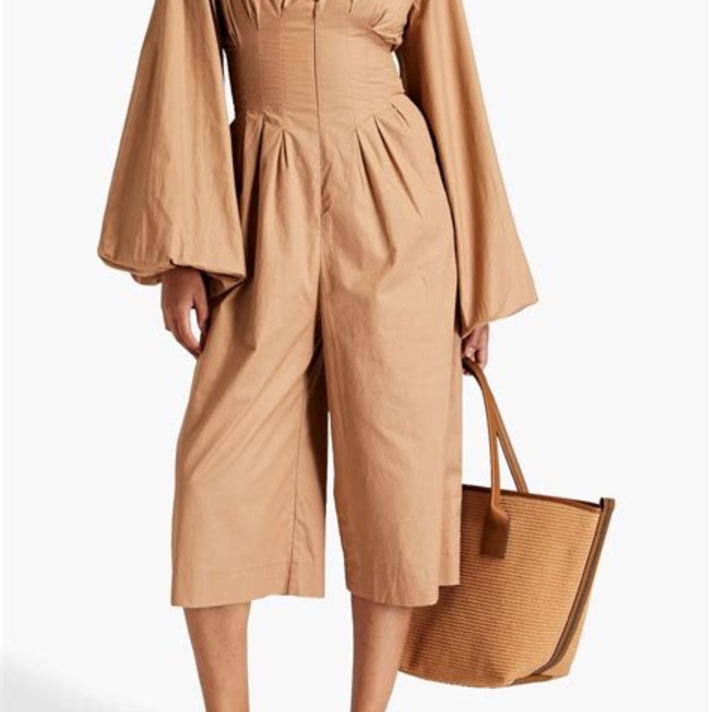 Andrea Iyamah NIA Tan Cotton Jumpsuit Size XL - Picture 2 of 6